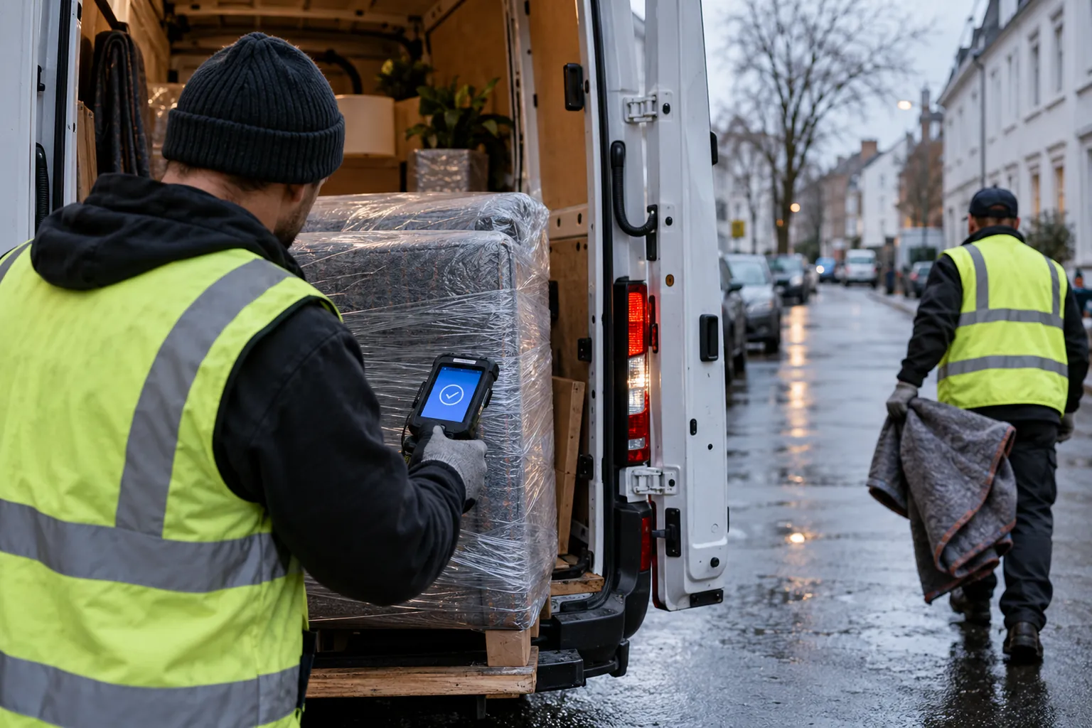 A documented handover at a delivery van